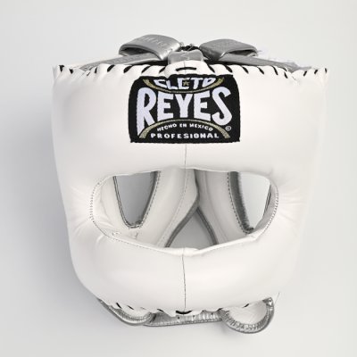 Бамперный боксерский шлем Cleto Reyes E388 белый/серебряный